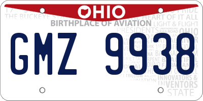 OH license plate GMZ9938