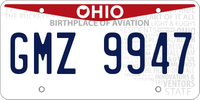 OH license plate GMZ9947