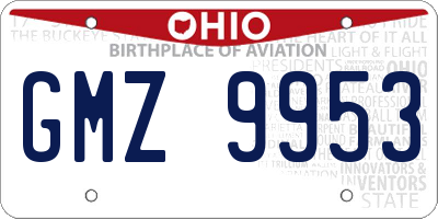 OH license plate GMZ9953