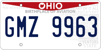 OH license plate GMZ9963