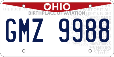 OH license plate GMZ9988