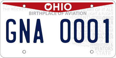 OH license plate GNA0001