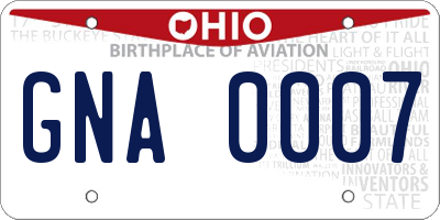 OH license plate GNA0007