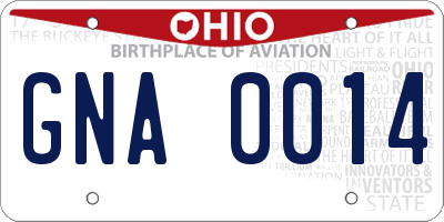 OH license plate GNA0014