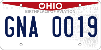 OH license plate GNA0019