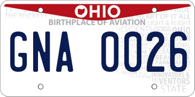 OH license plate GNA0026