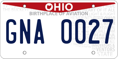 OH license plate GNA0027