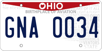 OH license plate GNA0034