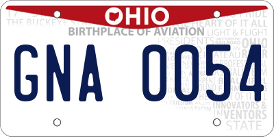OH license plate GNA0054