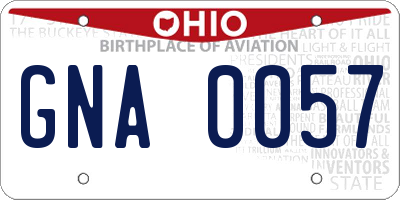OH license plate GNA0057