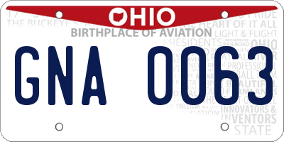 OH license plate GNA0063