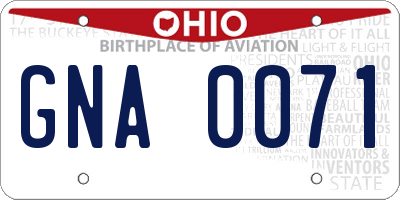 OH license plate GNA0071
