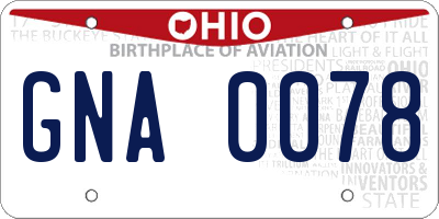 OH license plate GNA0078