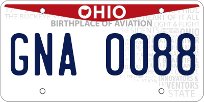 OH license plate GNA0088