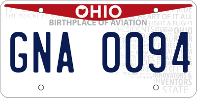 OH license plate GNA0094