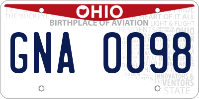 OH license plate GNA0098
