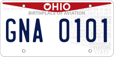 OH license plate GNA0101