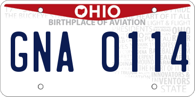 OH license plate GNA0114