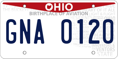 OH license plate GNA0120