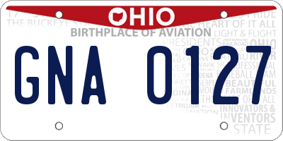 OH license plate GNA0127