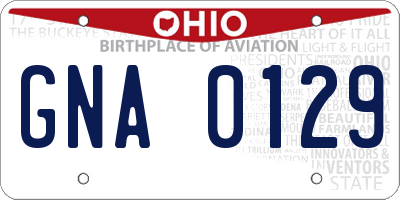 OH license plate GNA0129
