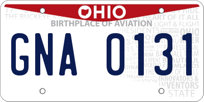 OH license plate GNA0131