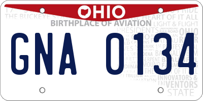 OH license plate GNA0134