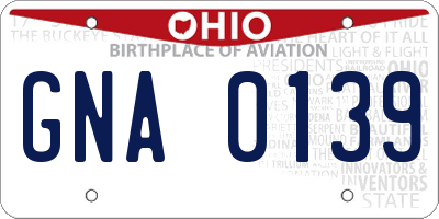 OH license plate GNA0139