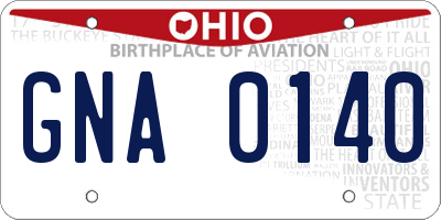 OH license plate GNA0140