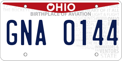 OH license plate GNA0144