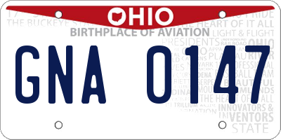 OH license plate GNA0147