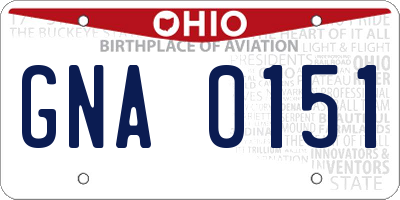 OH license plate GNA0151