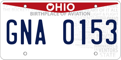 OH license plate GNA0153