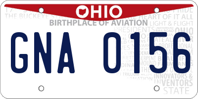 OH license plate GNA0156
