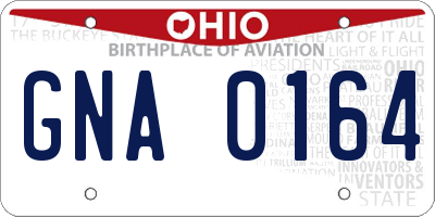OH license plate GNA0164