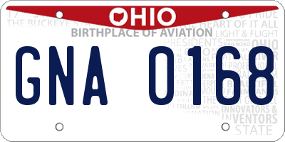 OH license plate GNA0168