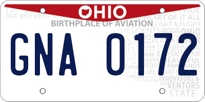 OH license plate GNA0172
