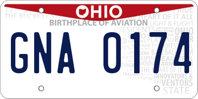 OH license plate GNA0174