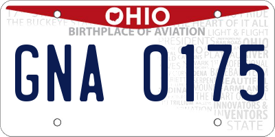 OH license plate GNA0175