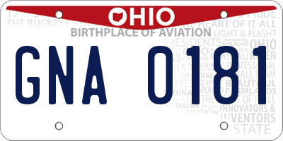OH license plate GNA0181