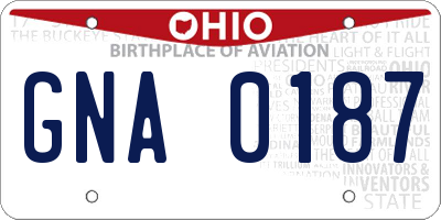 OH license plate GNA0187