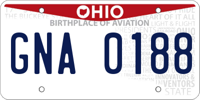 OH license plate GNA0188