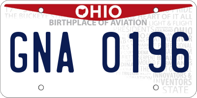 OH license plate GNA0196