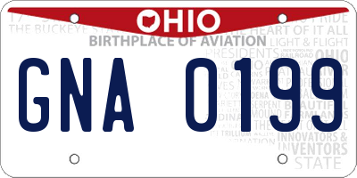 OH license plate GNA0199