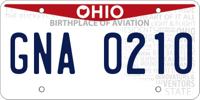 OH license plate GNA0210