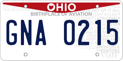 OH license plate GNA0215