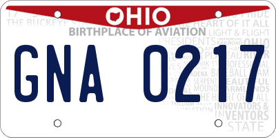 OH license plate GNA0217