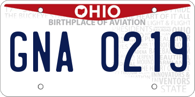 OH license plate GNA0219