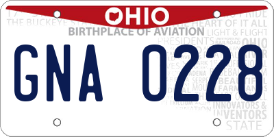 OH license plate GNA0228