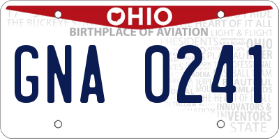 OH license plate GNA0241